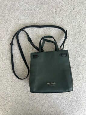 kate spade New York Dark Green Leather Crossbody Tote Lane Bucket Bag